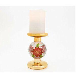 Lightscapes Flameless Candle with Crackle Sphere Candle Holder Gold